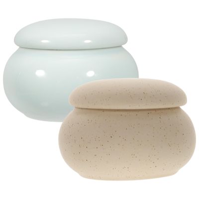 FRCOLOR 2pcs Ceramics Cosmetics Jar Porcelain Dappen Dish with Lid Multifunctional Storage Jars Small Manicure Pen Dish for Acrylic Liquid Powder