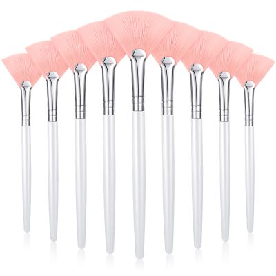 9 Pieces Facial Fan Mask Brushes, Soft Facial Applicator Brushes Tools for Peel Glycolic Makeup for Mud Cream(Pink, White)