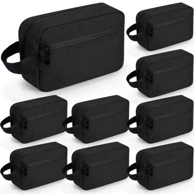 Hillban 9 Pcs Portable Toiletry Bag for Men Water Resistant Shaving Bag Foldable Cosmetic Bag Travel Bag for Toiletries Hanging Storage Shower Bag wedding groomsmen gifts(Black)