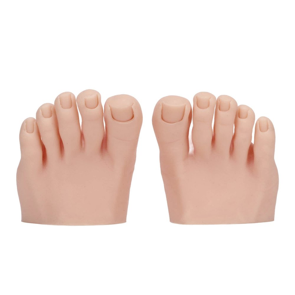 1 Pair Silicone Foot Model, Nail Art Training Display Fake Half Foot Model Pedicure Practice Silicone Foot Model (Medium Skin Color)
