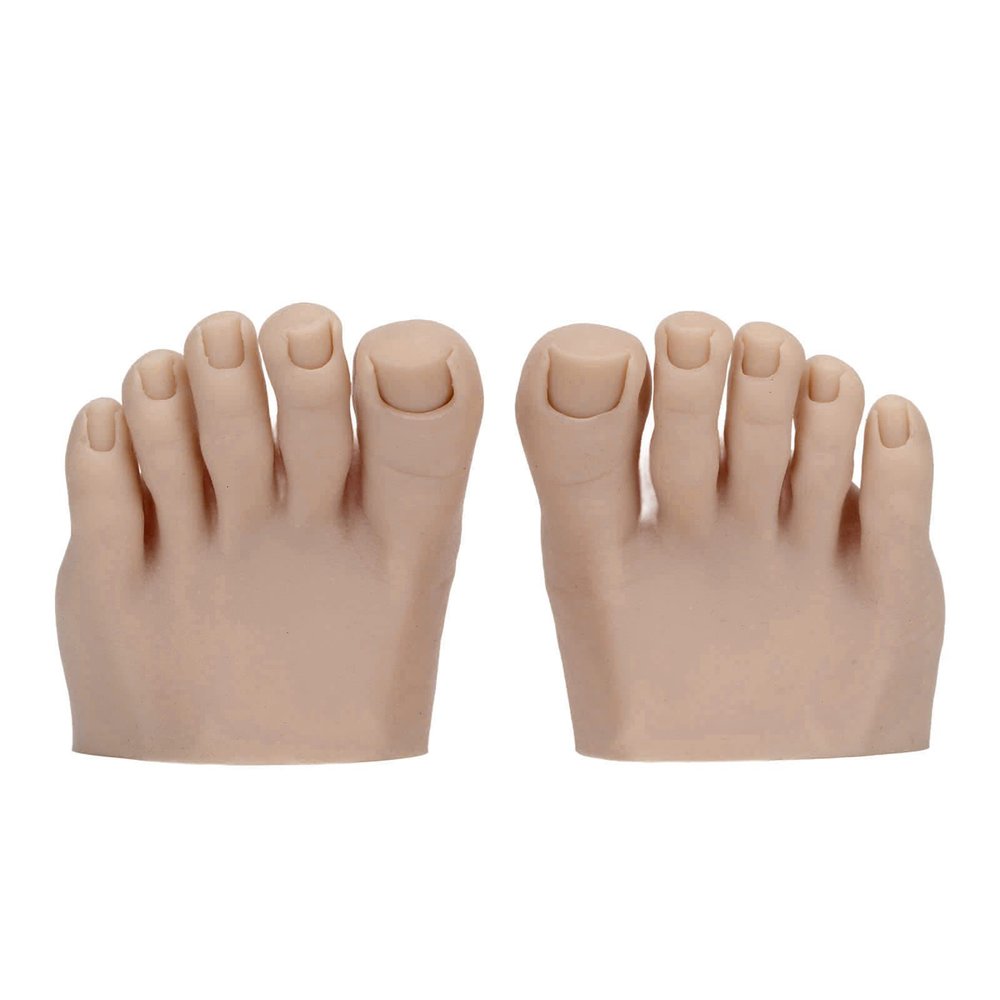 YUYTE 1 Pair Silicone Foot Model, Nail Art Training Display Fake Half Foot Model Pedicure Practice Silicone Foot Model (Dark Skin Color)