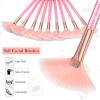 9 Pieces Facial Fan Mask Brushes, Soft Facial Applicator Brushes Tools for Peel Glycolic Makeup for Mud Cream(Pink) view 4