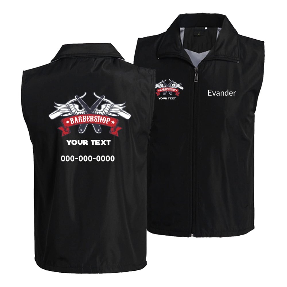 Custom Barber Smocks Personalized Logo Name Barber Shop Workwear Unisex Work Vest for Hair Salon