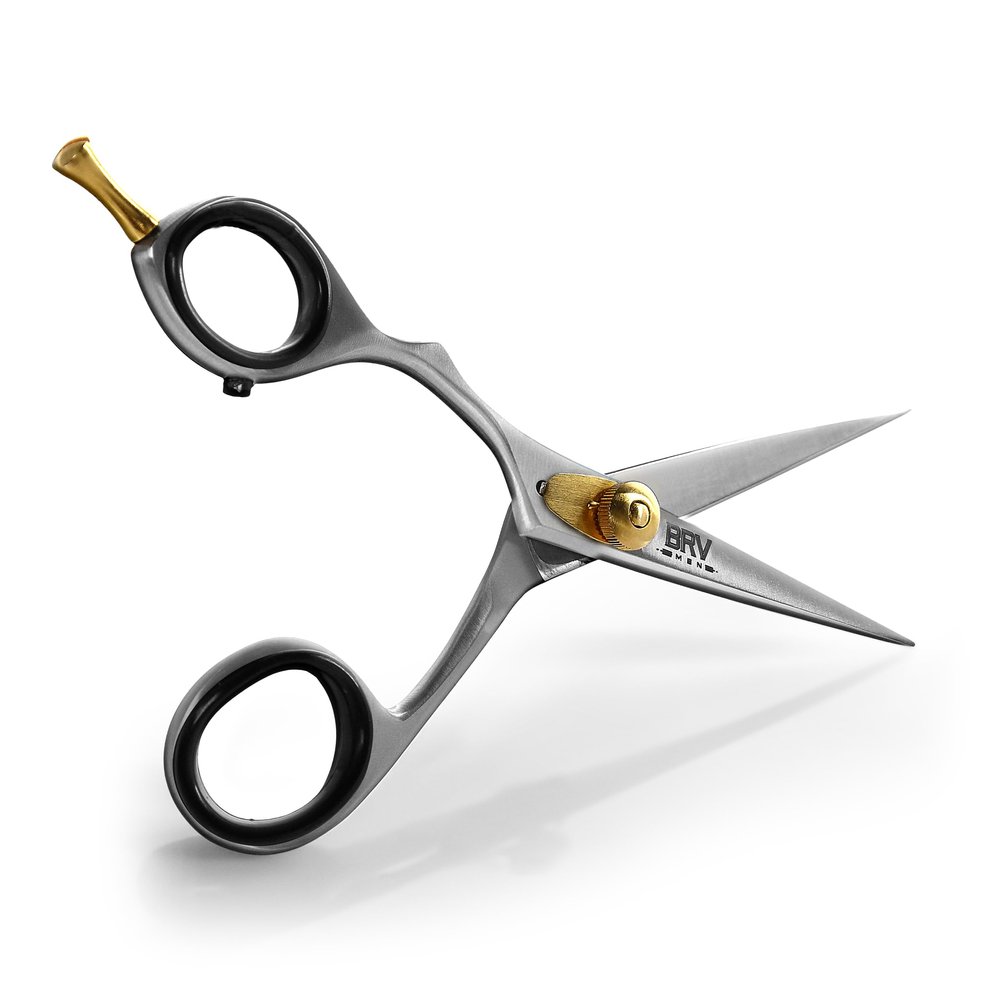LEFT HANDED Razor Sharp Mustache & Beard Scissors - 5.5" - 100% High Carbon Stainless Steel - Facial Hair Trimming Shears (LEFT HANDED - Silver)