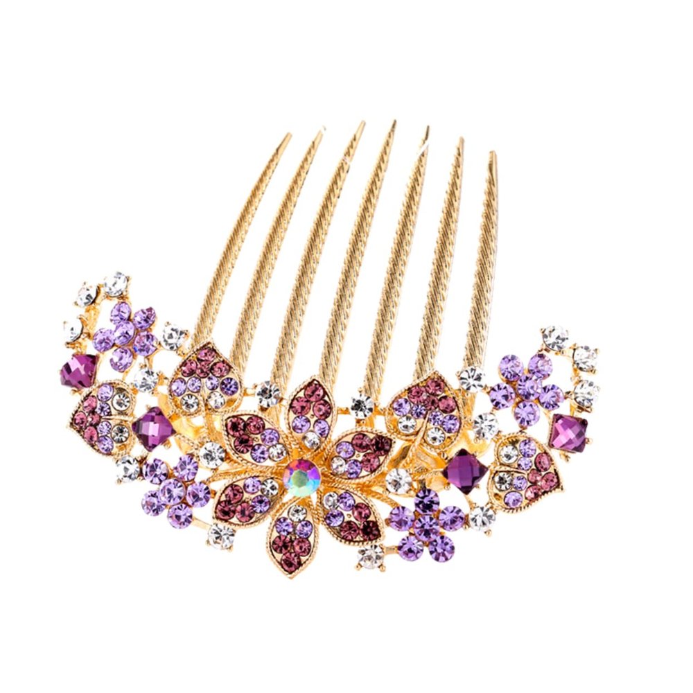 LALAFINA Women's Pearl Hair Comb for Wedding Bridal Headpiece Rhinestone Hair Clip Floral Headdress