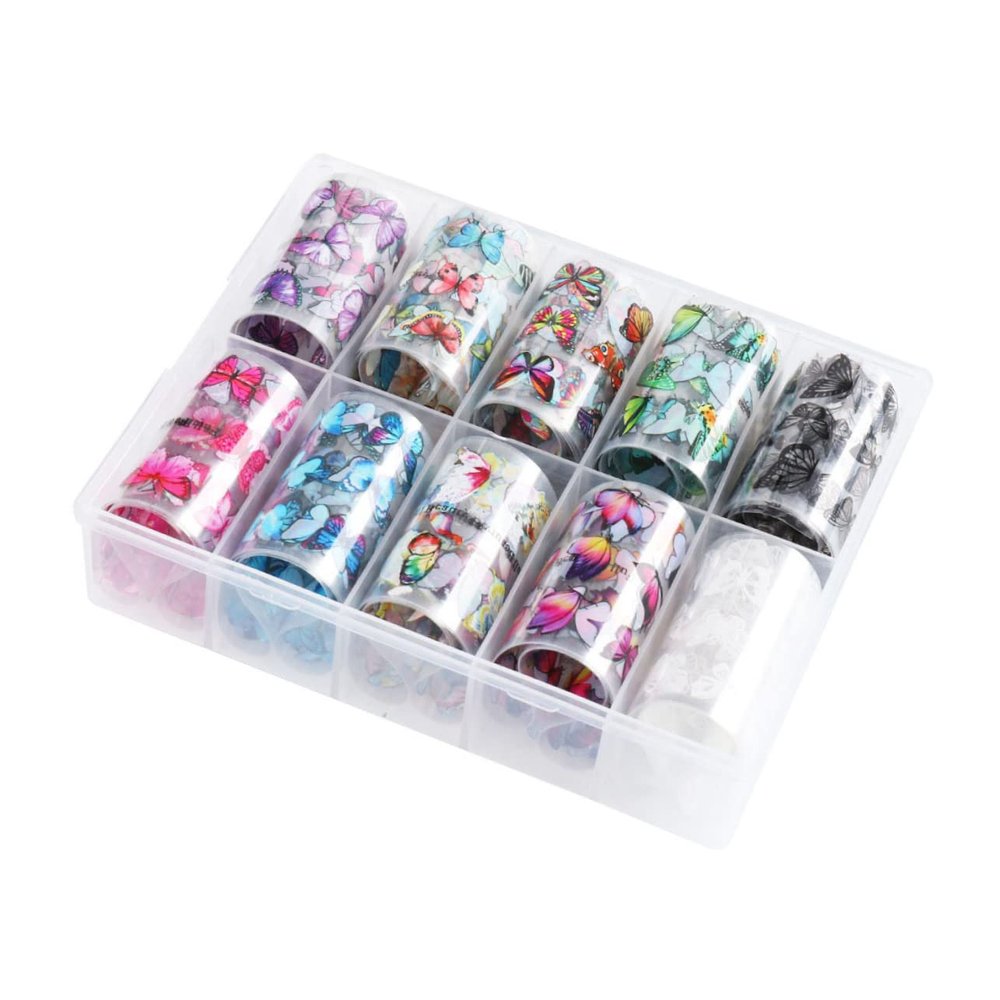 Mikinona 10pcs Butterfly Transfer Decal Holographic Nail Butterfly Stickers for Crafting Nail Art Accessories Flower Applique Nail Art Decoration The Flowers Transfer Stickers 3D