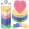 Sieral 120 Pcs Compressed Facial Sponges with Container Disposable Face Sponge Pads for Washing Face Cleansing Exfoliating Esthetician Makeup Removal(Heart,Colorful) view 1