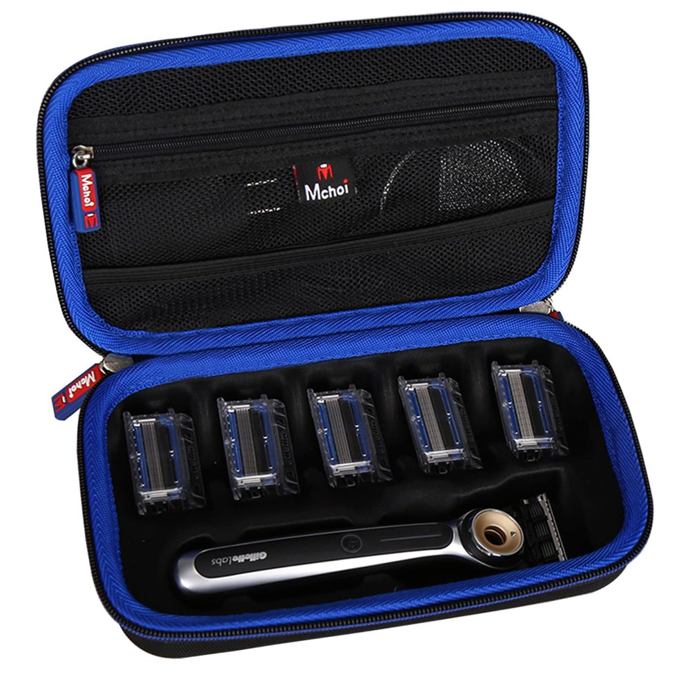 Mchoi Travel Case Fits for Gillette Labs Heated Razor Gold Edition, with Mesh Pocket Fits for 1 Handle, 5 Blade Refills, 1 Charging Dock, Case Only