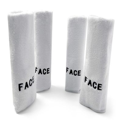 Crafty Cloth Ultra-Soft Microfiber Cloths | Gentle Skin Cleansing Cloths | 4-Pack Gentle Cleansing and Multi-Purpose Towels | Fast-Dry, Machine Washable | 12x12 (White, Embroidered 4-Piece Set)