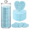 Sieral 120 Pcs Compressed Facial Sponges with Container Disposable Face Sponge Pads for Washing Face Cleansing Exfoliating Esthetician Makeup Removal(Heart,Light Blue) view 1