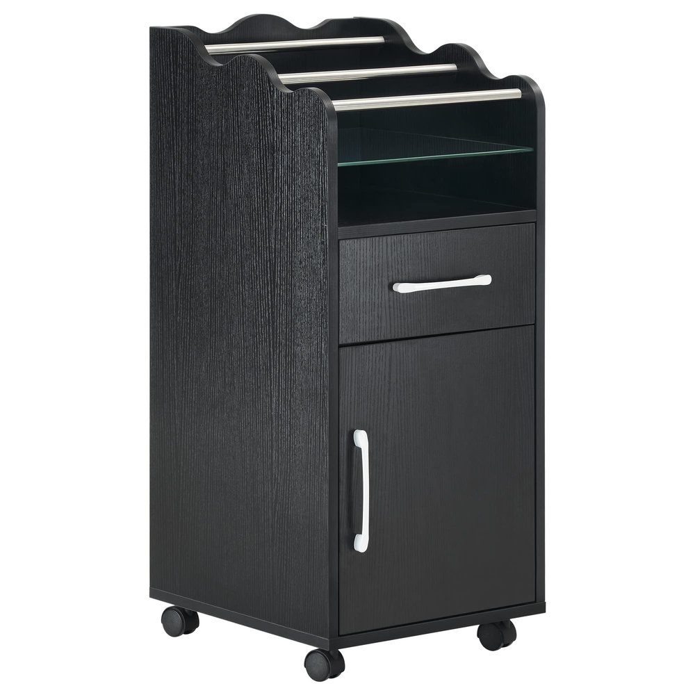 BarberPub Salon Cart with Storage Drawer Cabinet Rolling Salon Cart for Hair Stylist Barber Trolley with Wheels Beauty Organizer 2013 (Black)
