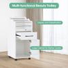 BarberPub Salon Cart with Storage Drawer Cabinet Rolling Salon Cart for Hair Stylist Barber Trolley with Wheels Beauty Organizer 2013 (White) view 3