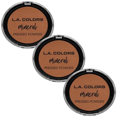 L.A. COLORS Mineral Pressed Powder, Mocha CMP383 (Pack of 3)