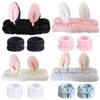 12PCS Spa Headband and Wrist Towels for Face Washing Set Hair Band Soft Microfiber Makeup Headband for Women Girls Elastic Rabbit Ears Headbands with Highly Absorbent Wristbands for Washing Face view 1