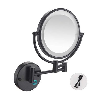 ZAAHH 8 Inch Double Sided Magnifying Makeup Mirror, with 10X Magnification, Home Bathroom Vanity Mirror, LED Lighted (Color : Matte Black, Size : 7X)