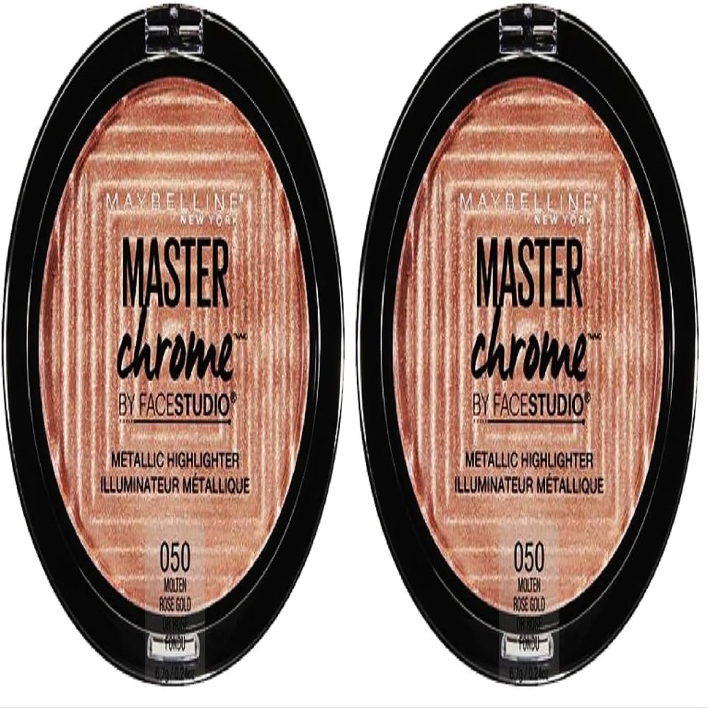 Maybelline New York Facestudio Master Chrome Metallic Highlighter Makeup, Molten Rose Gold, 0.24 Ounce (Pack of 2)