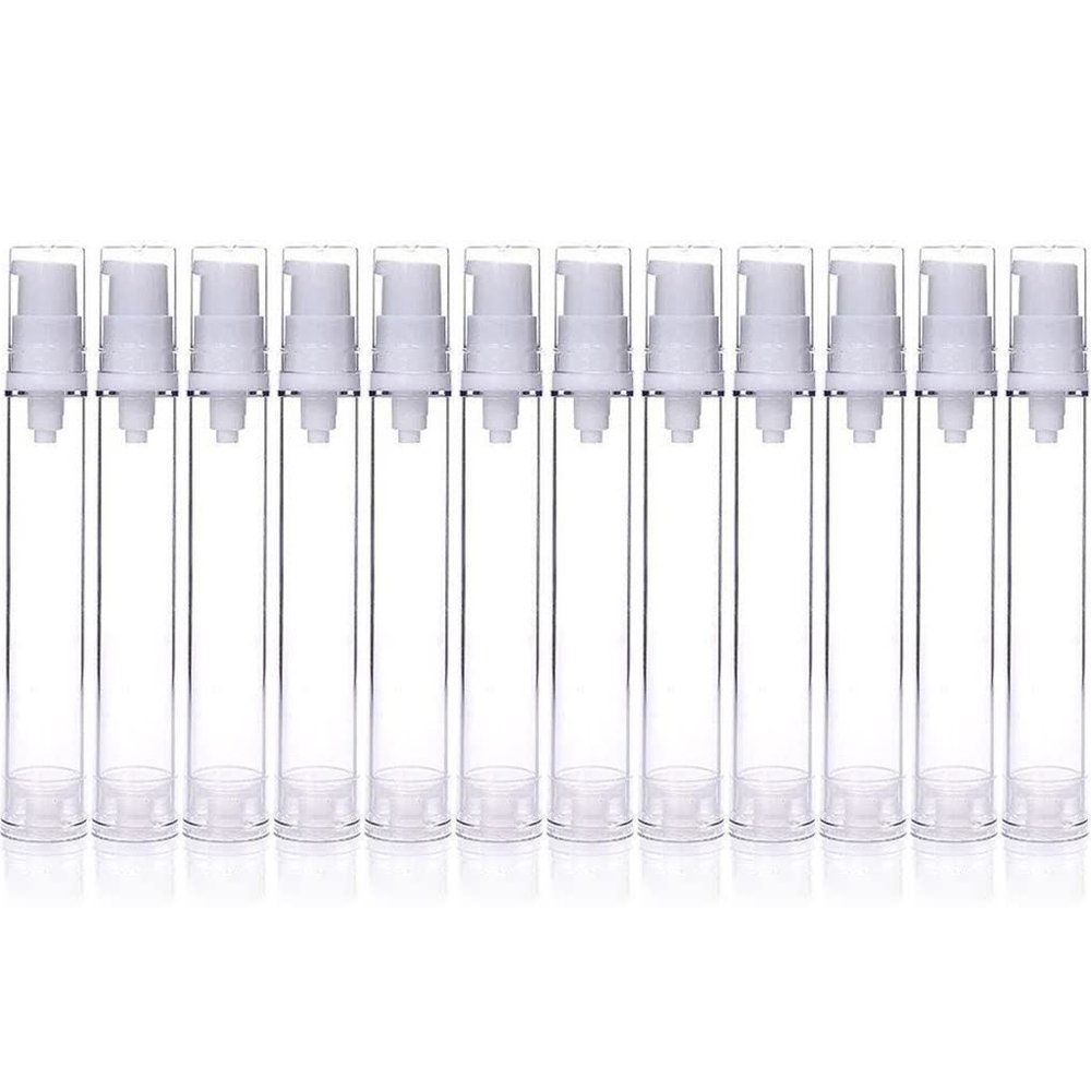 LXLK 24 Pcs 15ML Refiilable Airless Lotion Bottle Clear Plastic Cosmetic Pump Press Bottle for Hand Sanitizer Toner Gel Hair Oil and Face Cream Foundation Containers Travel