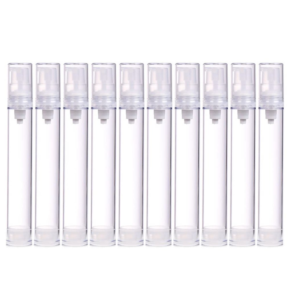 LXLK 24 Pcs 15ML Refiilable Airless Lotion Bottle Clear Plastic Cosmetic Pump Press Bottle for Hand Sanitizer Toner Gel Hair Oil and Face Cream Foundation Containers Travel
