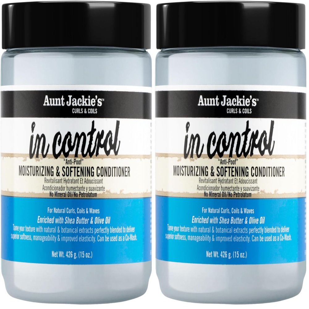Aunt Jackie's in control 15oz - "Anti-Poof" Moisturizing & Softening Conditioner (Pack of 2)