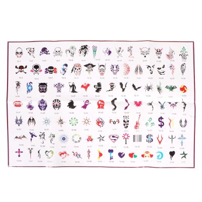 100pcs Skin Friendly Temporary Tattoos Stencils, Professional Reusable Tattoo Template with Rich Patterns, Multipurpose Body Painting Templates for Arms Ankles Belly Chest Neck Back Face(Book 9)