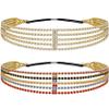 ANCIRS 2 Pack Multi Layered Elastic Headband for Women, Adjustable Rhinestone Bridal Headpieces, Stretchy Crystal Jewelry Hair Bands Accessories for Girls view 1
