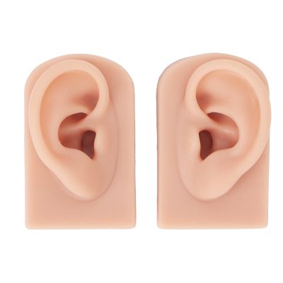 1 Pair Reusable Silicone Ear Model, Flexible Soft Simulated Human Skin Silicone Piercing Model, Professional Piercings Practice Tools for Earrings, Realistic Ear Mold for Jewelry(Medium Skin Color)