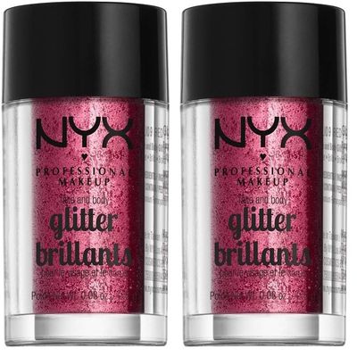 NYX PROFESSIONAL MAKEUP Face & Body Glitter, Red (Pack of 2)