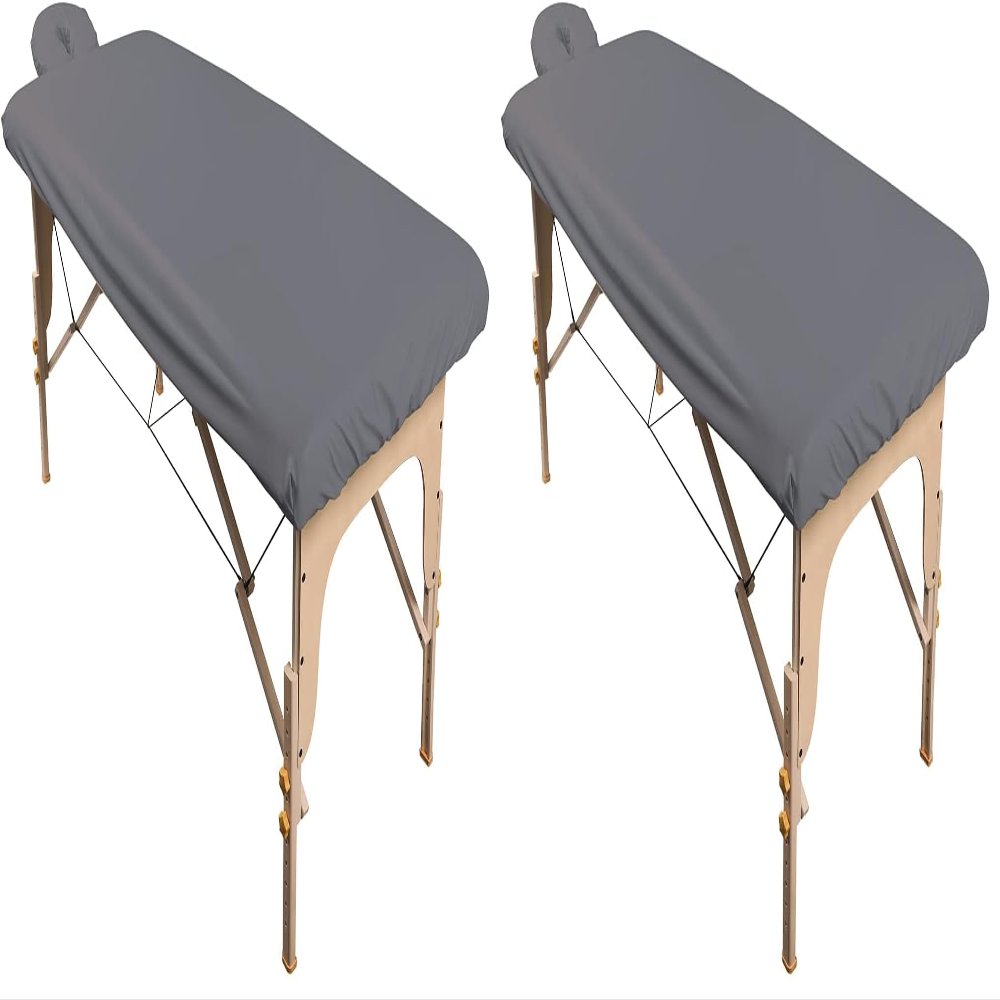ForPro Waterproof Massage Table Cover, Cool Grey | Machine Washable | Fitted Sheet Included | Face Rest Cover | Pack of 2