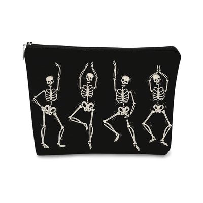 BARPERY Halloween Bag,Halloween Purse Gifts, Humorous Human Skeletons Skull Gothic Makeup Bag,Funny Halloween Skeleton Cosmetic Bag Gift for Skull Lovers Teen Girls Women Man