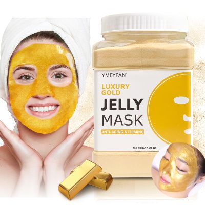 YMEYFAN Jelly Mask Powder for Facial Professional - 24K Gold Anti-Aging & Firming Jelly Mask, Hydrating Jelly Face Mask Skin Care, Gel Peel Off Mask for Spa Salon Vajacial Mask 17.6Fl Oz