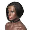 10inch Italian Yaki Short Bob Lace front Human Hair Wigs Pixie Cut Pre Plucked Yaki Straight 180% Density Short Bob Wig remy Brazilian Hair Wigs view 1