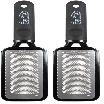 ForPro Premium Stainless Steel Foot Rasp, Colossal Foot File & Callus Remover, Instantly Removes Calluses & Smooths Cracked Heels, 10.75" L x 2.75" W, Black (Pack of 2)