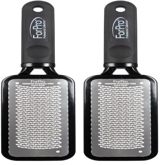 ForPro Premium Stainless Steel Foot Rasp, Colossal Foot File & Callus Remover, Instantly Removes Calluses & Smooths Cracked Heels, 10.75" L x 2.75" W, Black (Pack of 2)