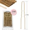U Shaped Gold Hair Pins for Buns, 100 PCS 2.8" Blonde Hair Pins for Women Hair Styling with Thick Hair view 4