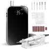 Cordless 35000 RPM Electric Nail File,Portable Acrylic Nail Drill,Rechargeable Nail Drill with 6 Bits and 50pcs Sanding Bands for Manicure Salon Home, Black view 1