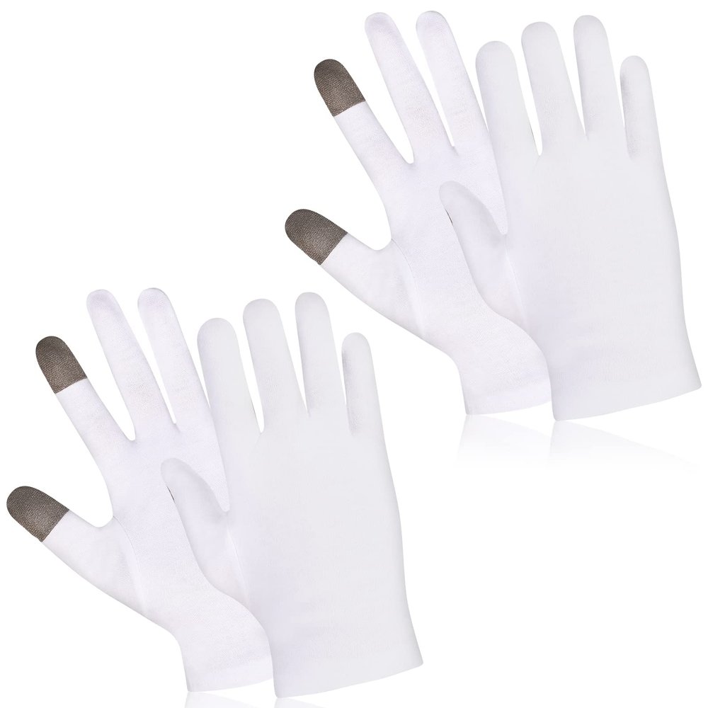 2 Pairs Touch Screen Thin Moisturizing Gloves, White Cotton Moisturizing Gloves for Dry Hands Skin Spa Gloves Rough-Cracked Chapped Eczema