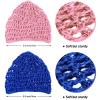 Geyoga 2 Pieces Mesh Crochet Hair Net Rayon Knit Snood Cap Cover Crocheted Shower Caps Sleep Hat for Women(Pink, Blue) view 2