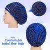 Geyoga 2 Pieces Mesh Crochet Hair Net Rayon Knit Snood Cap Cover Crocheted Shower Caps Sleep Hat for Women(Pink, Blue) view 3