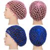 Geyoga 2 Pieces Mesh Crochet Hair Net Rayon Knit Snood Cap Cover Crocheted Shower Caps Sleep Hat for Women(Pink, Blue) view 4