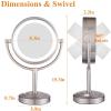 KEYQEEN LED Standing Makeup Mirrors with Light and Magnification, Nickel Lighted Double Sided Vanity Mirror, Swivel Tabletop Shaving Mirrors,10x view 4