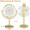 KEYQEEN LED Standing Makeup Mirrors with Light and Magnification, Lighted Double Sided Vanity Mirror, 360 Swivel Tabletop Shaving Mirrors,Gold,7X view 4