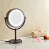 KEYQEEN LED Standing Makeup Mirrors with Light and Magnification, Black Lighted Double Sided Vanity Mirror, Swivel Tabletop Shaving Mirrors,10x view 3