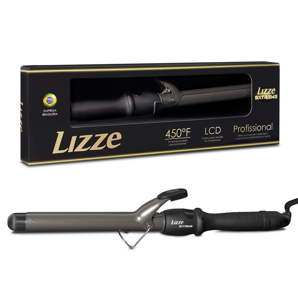 Lizze 3/4 Inch Ceramic Curling Wand - Professional Ionic Barrel Clamp for Thick Hair Curls - Tenaza para Ondular El Cabello