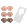 3 Pair Soft Silicone Ear Model with Acrylic Bracket, Reusable Waterproof Piercings Practice Tools for Beauty Salon, 3 Colors Human Ear Model for Piercing Practice Earring Display view 1