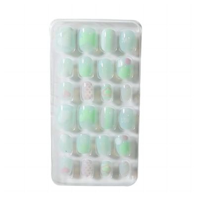 Queen Fingers 24 Pcs Short Press on Nails Brown Square Fake Nails Bloom Full Cover Glossy Glue on Nails with Design Acrylic Stick on Nails Salon Perfect Wedding Nails for Women (01)