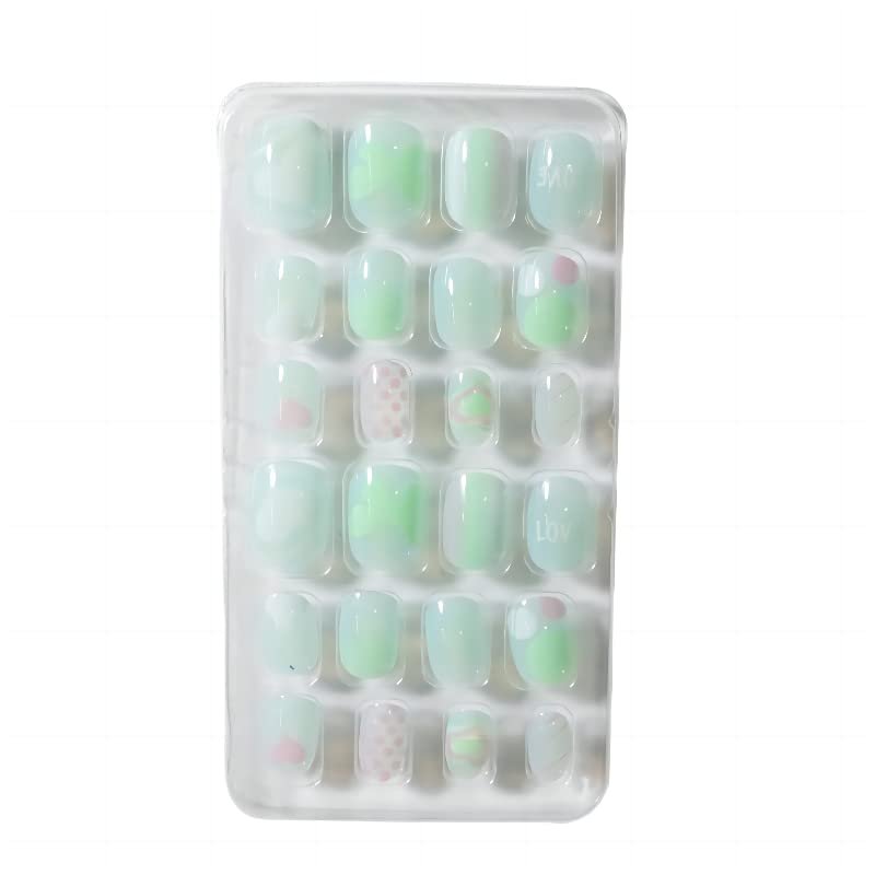 Queen Fingers 24 Pcs Short Press on Nails Brown Square Fake Nails Bloom Full Cover Glossy Glue on Nails with Design Acrylic Stick on Nails Salon Perfect Wedding Nails for Women (01)