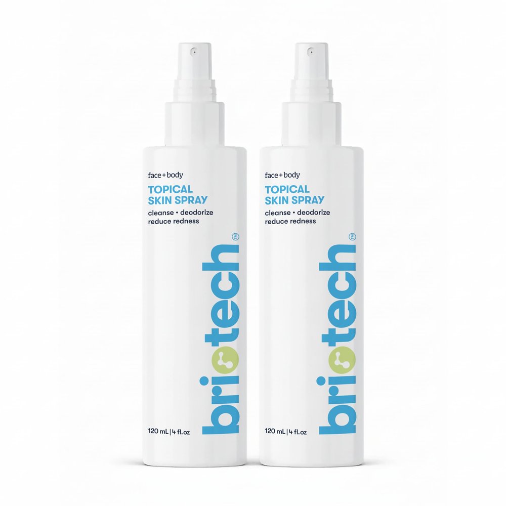 BRIOTECH Topical Skin Spray, Hypochlorous Acid Spray for Sensitive Skin, HOCl Facial Mist, Full Body Support Against Irritation, Calm Redness, Soothe Foot & Scalp, 4 oz (2 Pack)