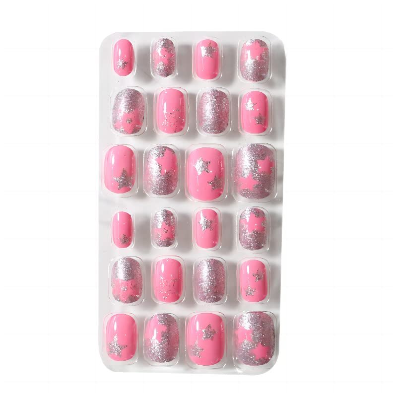 Queen Fingers 24 Pcs Short Press on Nails Brown Square Fake Nails Bloom Full Cover Glossy Glue on Nails with Design Acrylic Stick on Nails Salon Perfect Wedding Nails for Women (10)