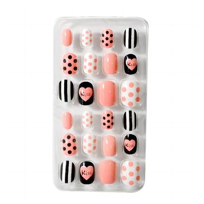 Queen Fingers 24 Pcs Short Press on Nails Brown Square Fake Nails Bloom Full Cover Glossy Glue on Nails with Design Acrylic Stick on Nails Salon Perfect Wedding Nails for Women (18)
