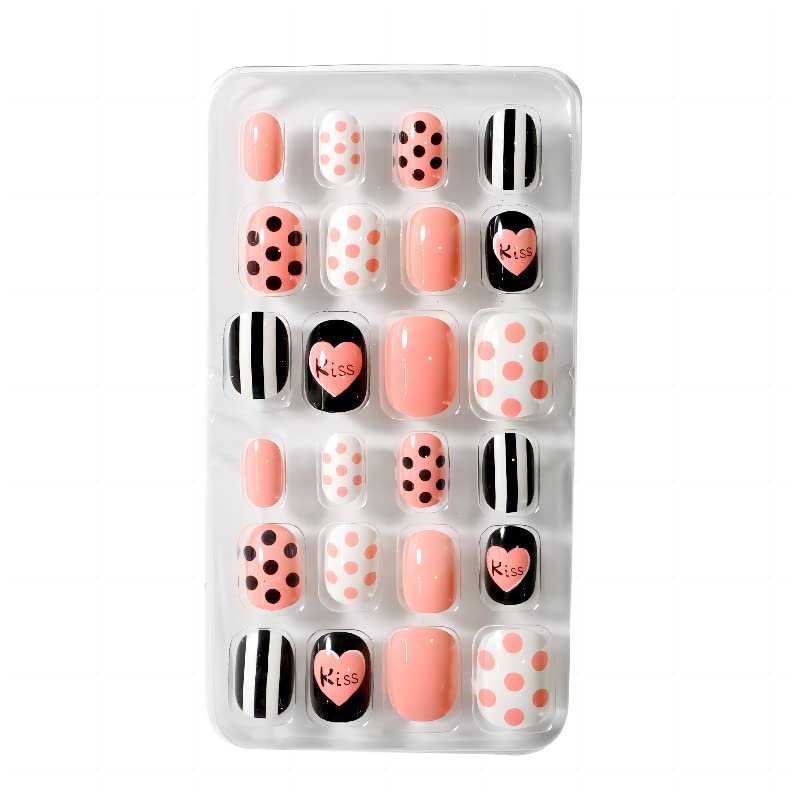 Queen Fingers 24 Pcs Short Press on Nails Brown Square Fake Nails Bloom Full Cover Glossy Glue on Nails with Design Acrylic Stick on Nails Salon Perfect Wedding Nails for Women (18)